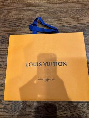 Louis Vuitton Orange Gift Bag with Blue Ribbon Handles